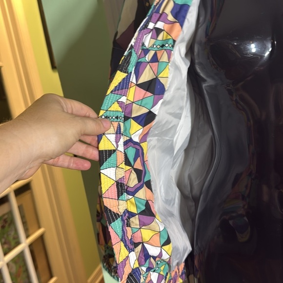 Emilio Pucci Firenze Colorful Abstract Nylon Bomber Jacket Winter Size I 36 US S - Picture 7 of 14